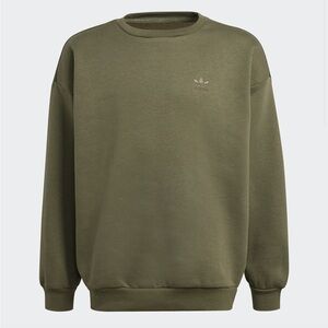 Adidas Logo Embroidered Boyfriend Sweatshirt in Olive Green Juniors Size XL